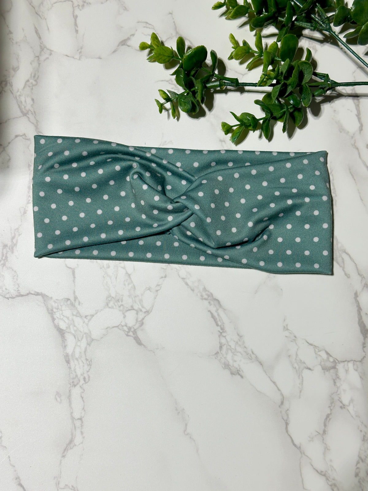 Teal Polka Dots Twist Headband