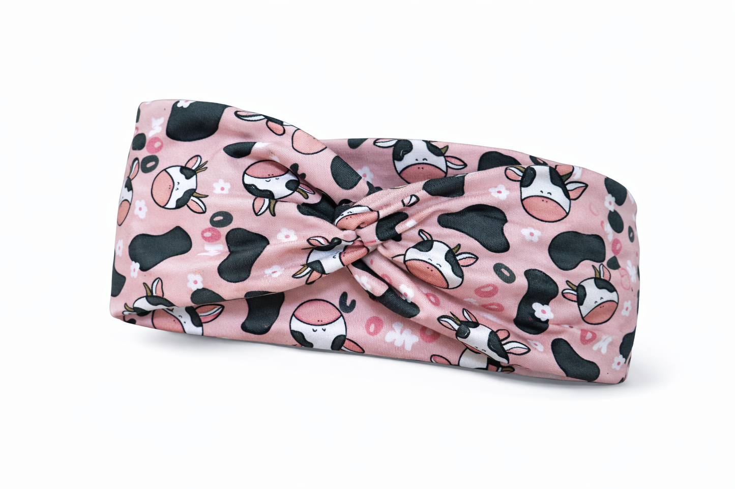 Pink Cow Twist Headband