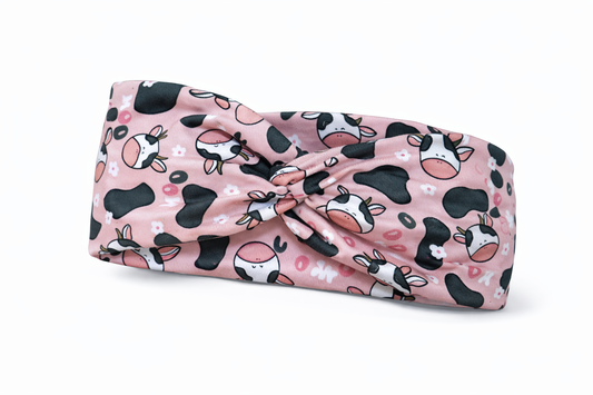 Pink Cow Twist Headband
