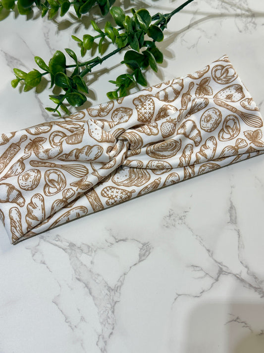 Sourdough Bread White Background Twist Headband