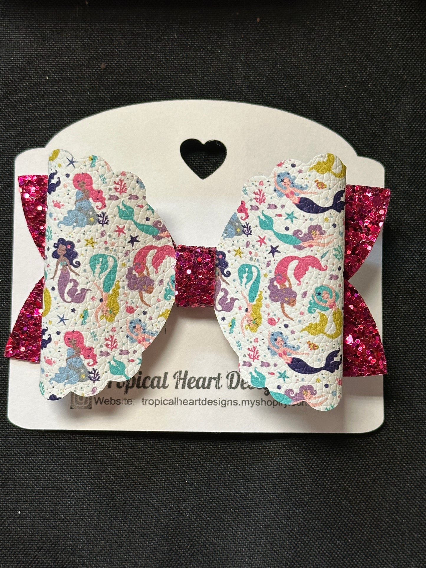 Mermaids on Pink Glitter Hair Bow