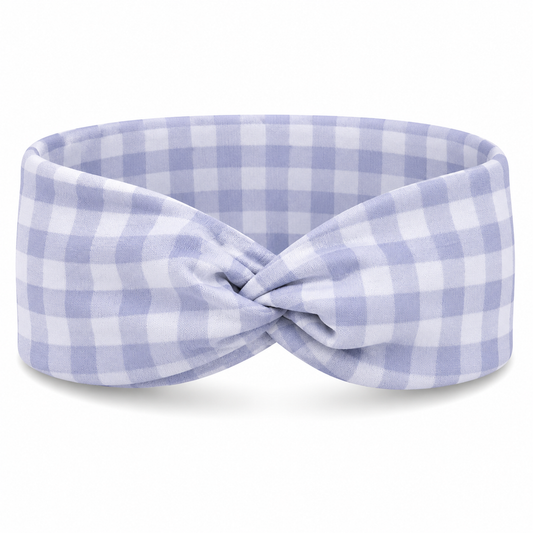 Checkered/Gingham Twist Headband - Lavender