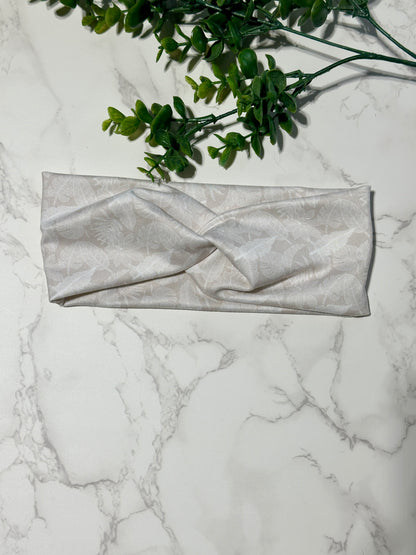 Neutral Botanical Leaves Twist Headband