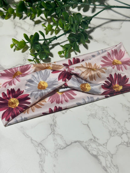 Large Purplish Daisies Twist Headband