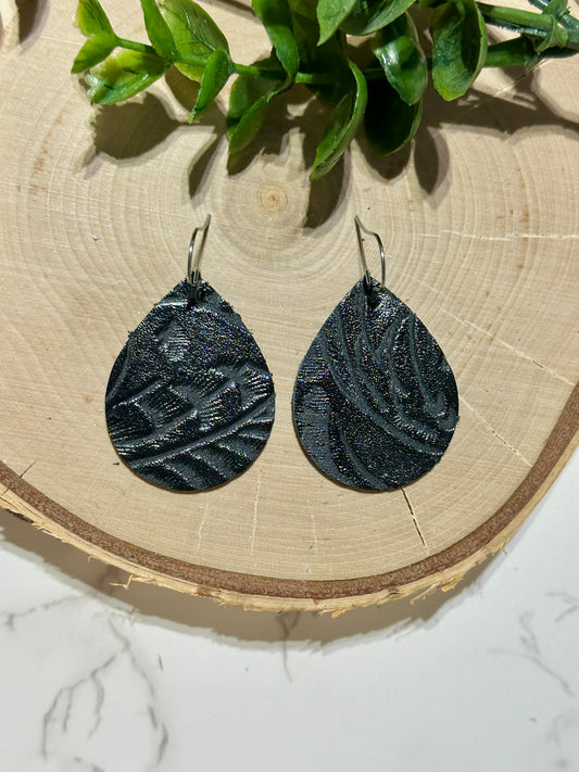 Small Teardrop Earrings - Western Black