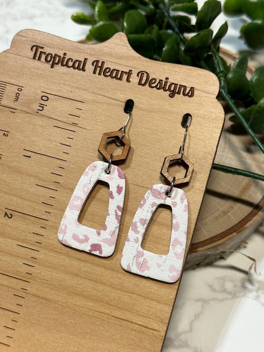 Pink Leopard Open Wedge Earrings