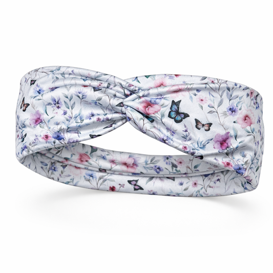 Elegant Butterflies on White Twist Headband