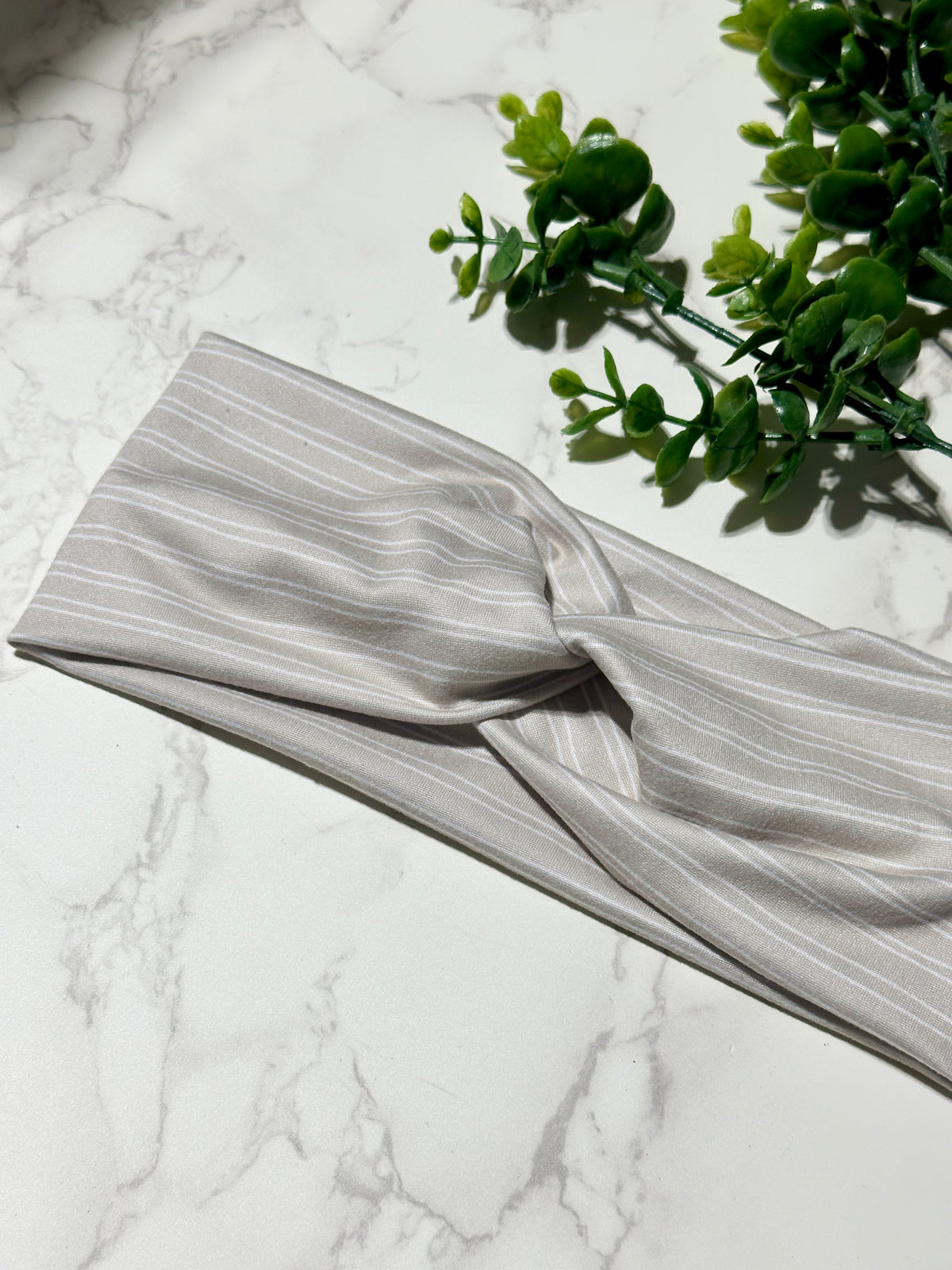 Scribble Stripes Driftwood Beige Twist Headband