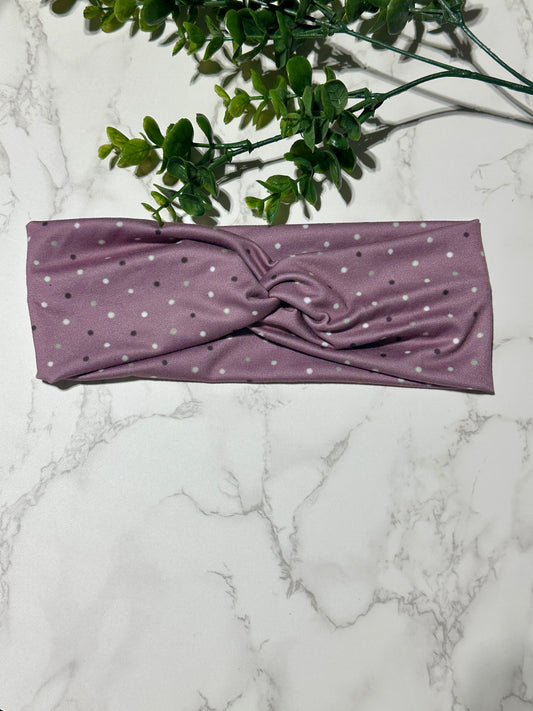 Sage Dots on Purple Twist Headband