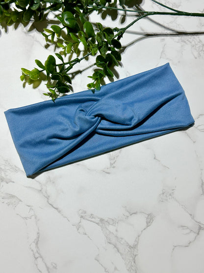 Solid Muted Blue Twist Headband