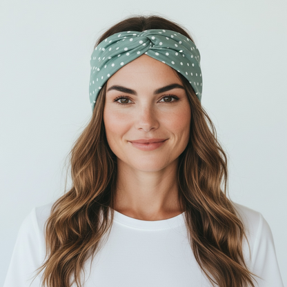 Teal Polka Dots Twist Headband