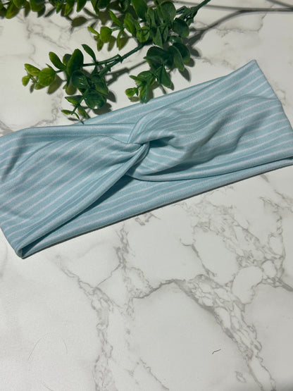 Blue/White Stripes Twist Headband