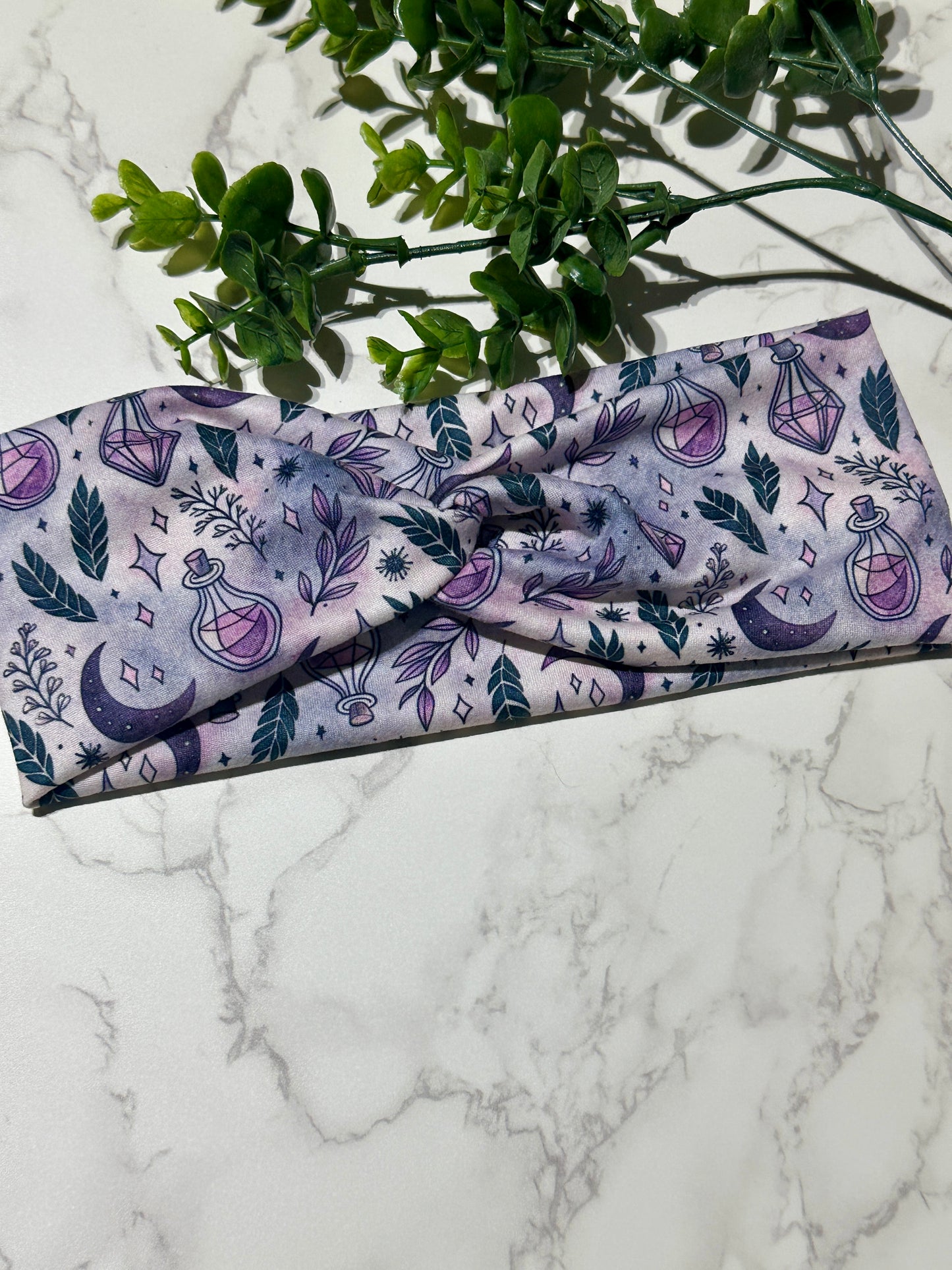Purple Mystical Crystals Twist Headband