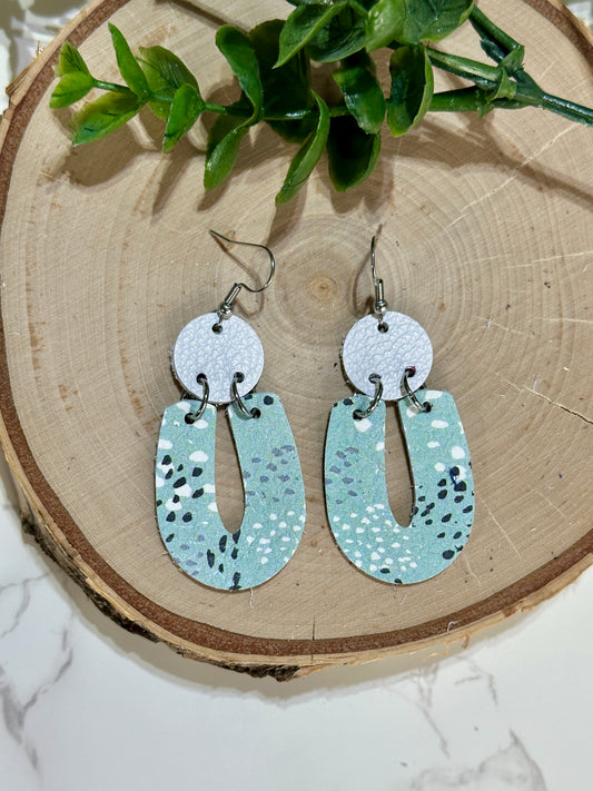 “U” Earrings - Speckles on Blue