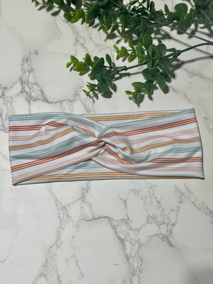 Neutral Boho Stripes Twist Headband