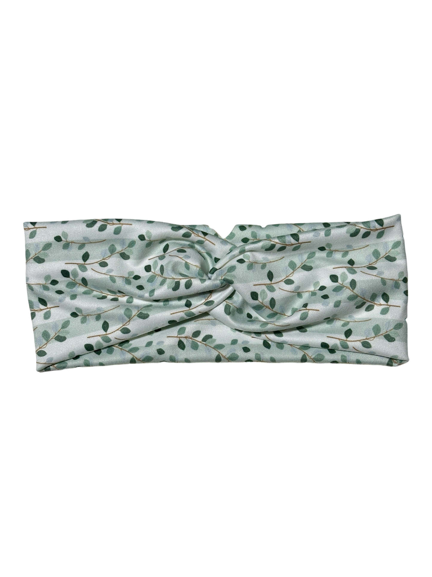 Sage Leaves/Stripes Twist Headband