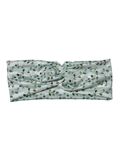 Sage Leaves/Stripes Twist Headband
