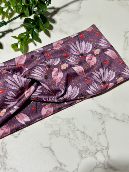 Purple Flowers Twist Headband