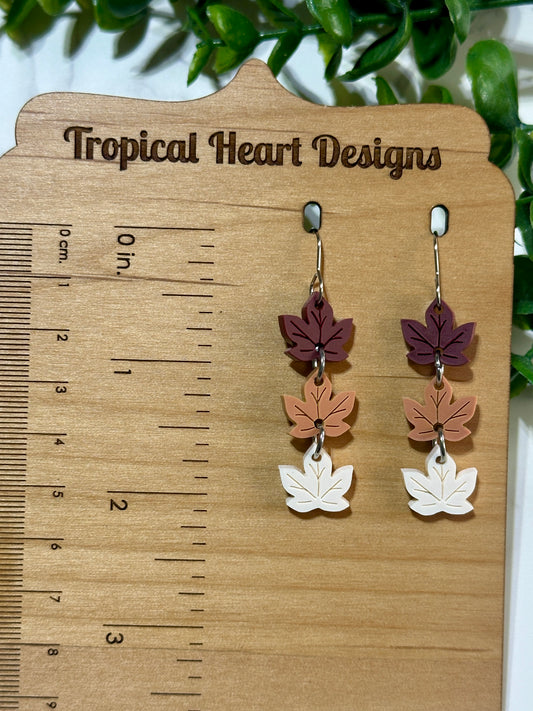 Triple Layer Acrylic Leaf Earrings