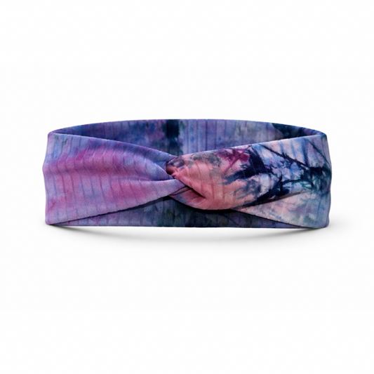 Dark Tie Dye Blue/Pink Twist Headband