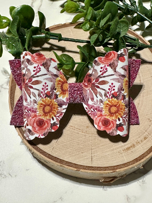 Mauve Fall Flowers Hairbow