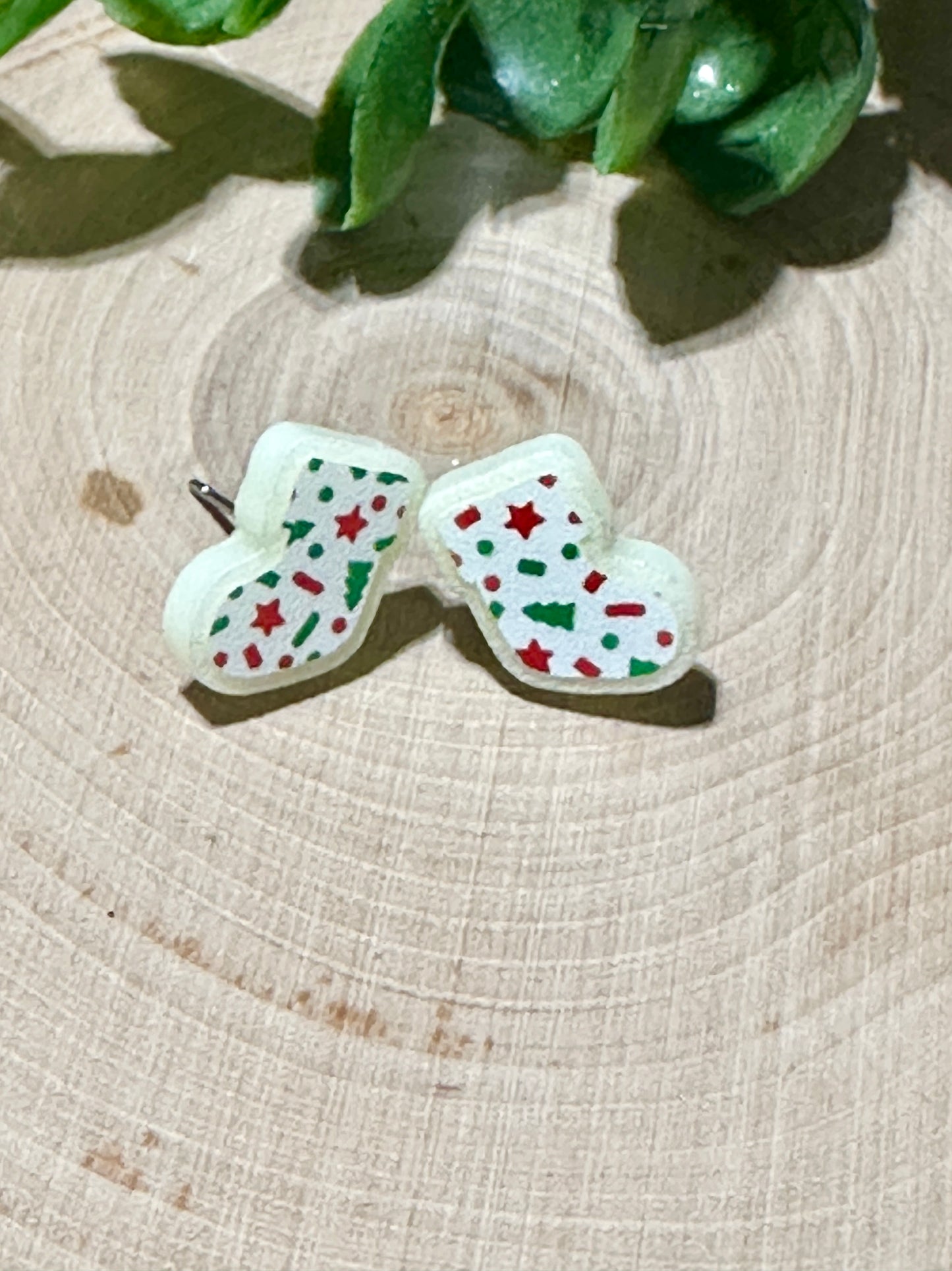 Christmas Cookie Stockkngs Stud Earrings