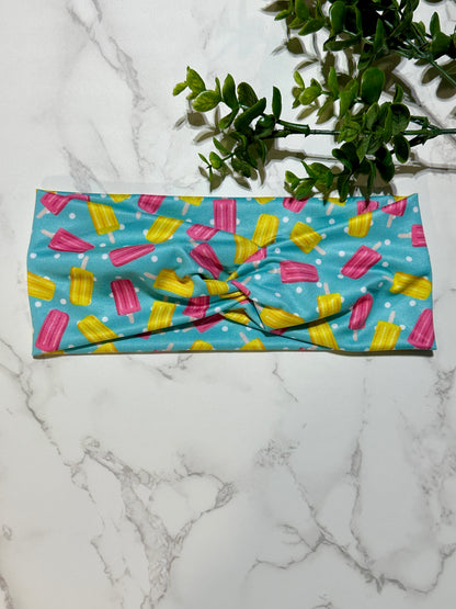 Popsicles on Blue Twist Headband