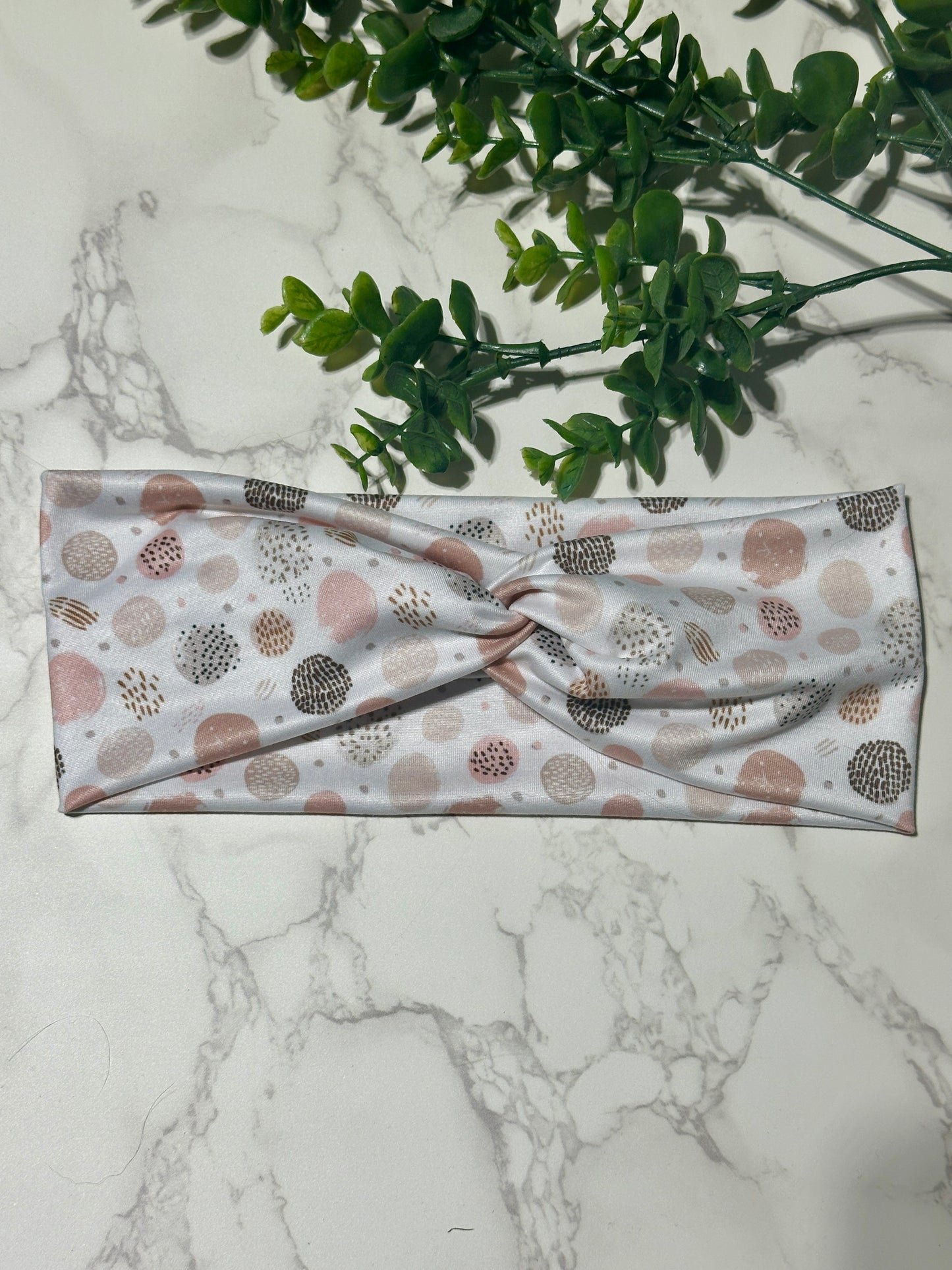 Neutral Peachy Abstract Circles Twist Headband