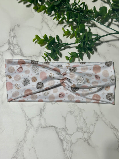 Neutral Peachy Abstract Circles Twist Headband