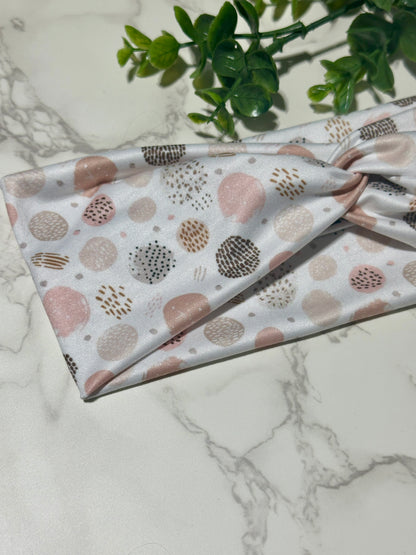 Neutral Peachy Abstract Circles Twist Headband