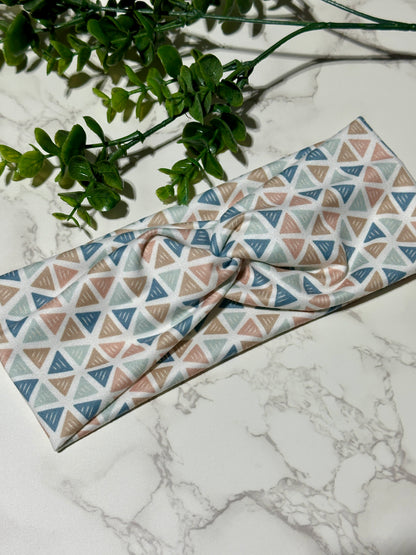 Muted Boho Triangles Twist Headband