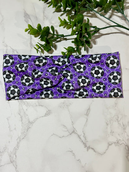 Purple Soccer Ball Twist Headband