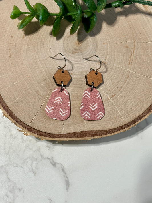 Mini Rounded Triangle/Connector Earrings - Dusty Rose Boho Arrows