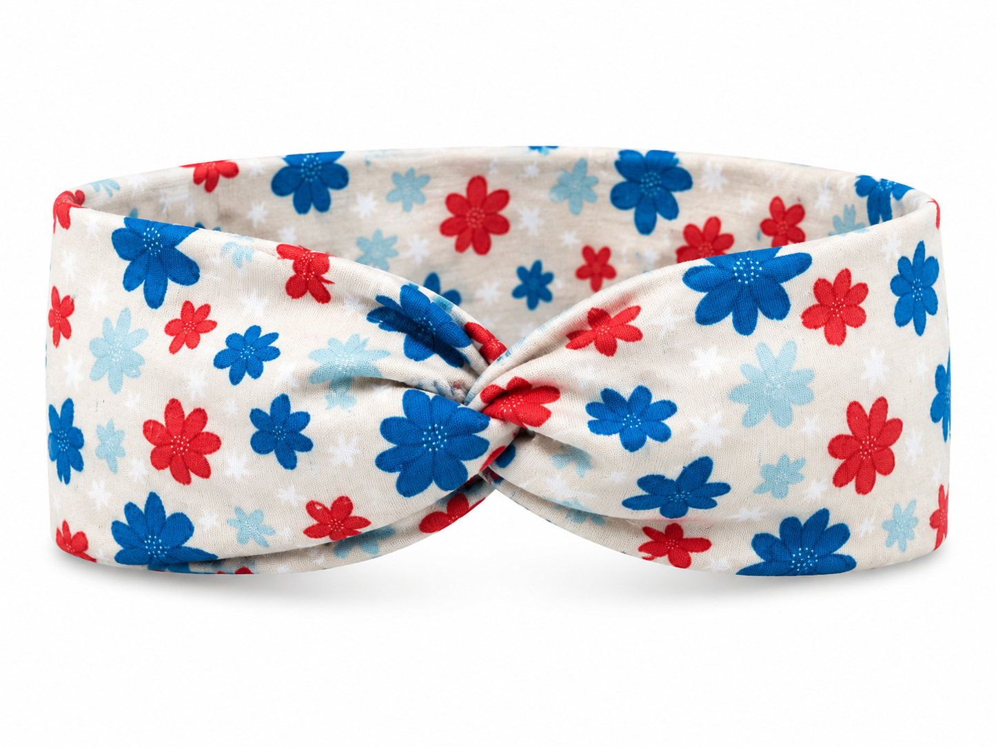 Red, White, Blue Flowers Twist Headband