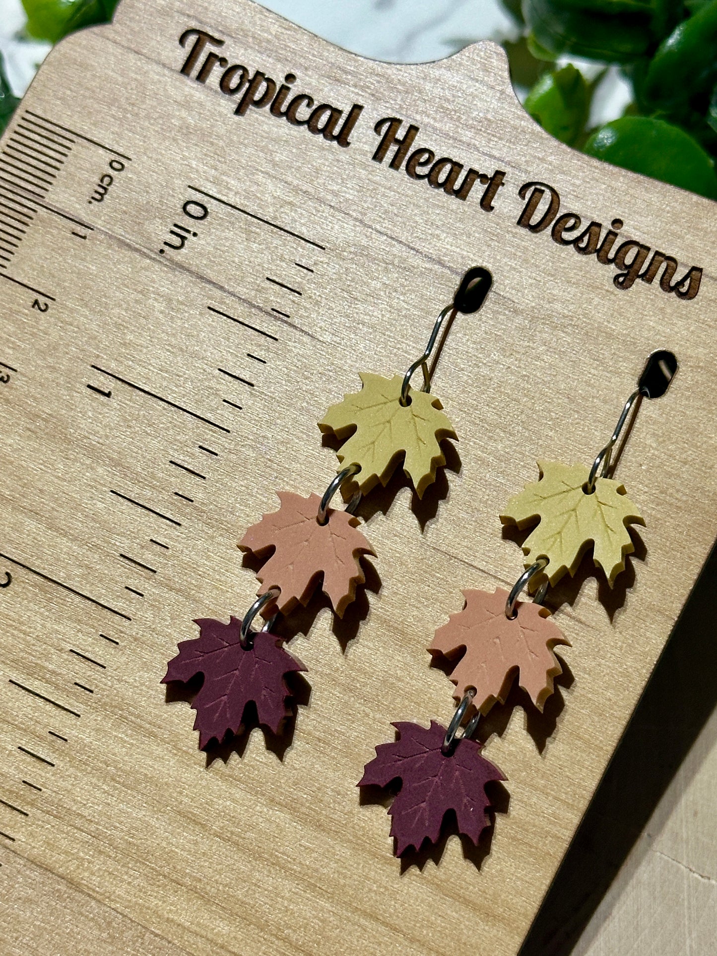 Triple Layer Fall Leaves Acrylic Earrings