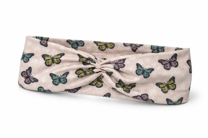 Butterflies/Flowers on Pink Twist Headband