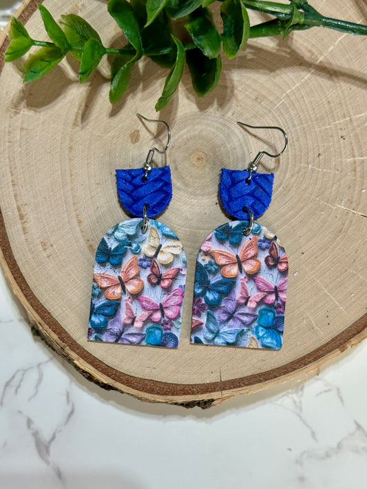 Closed Arched Earrings - Colorful Butterflies