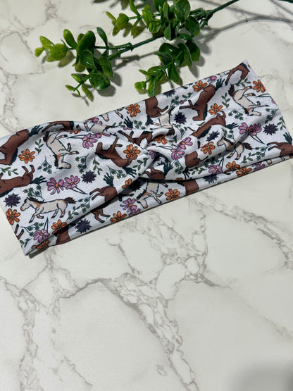 Horses and Flowers Twist Headband