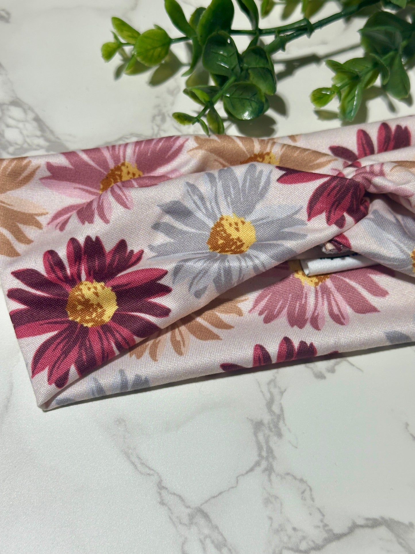 Large Purplish Daisies Twist Headband