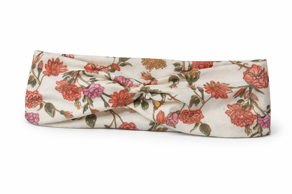 Vintage Flowers on Ivory Twist Headband