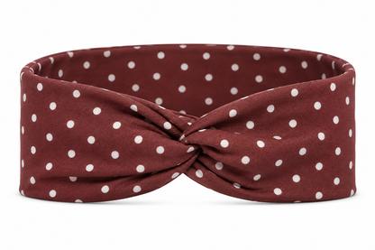 Maroon Polka Dots Twist Headband