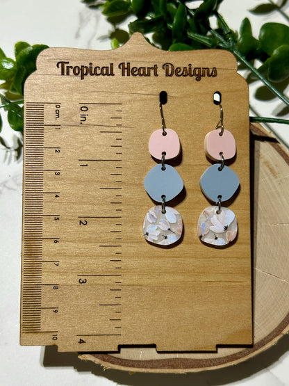 Triple Layer Muted Pastel Acrylic Earrings