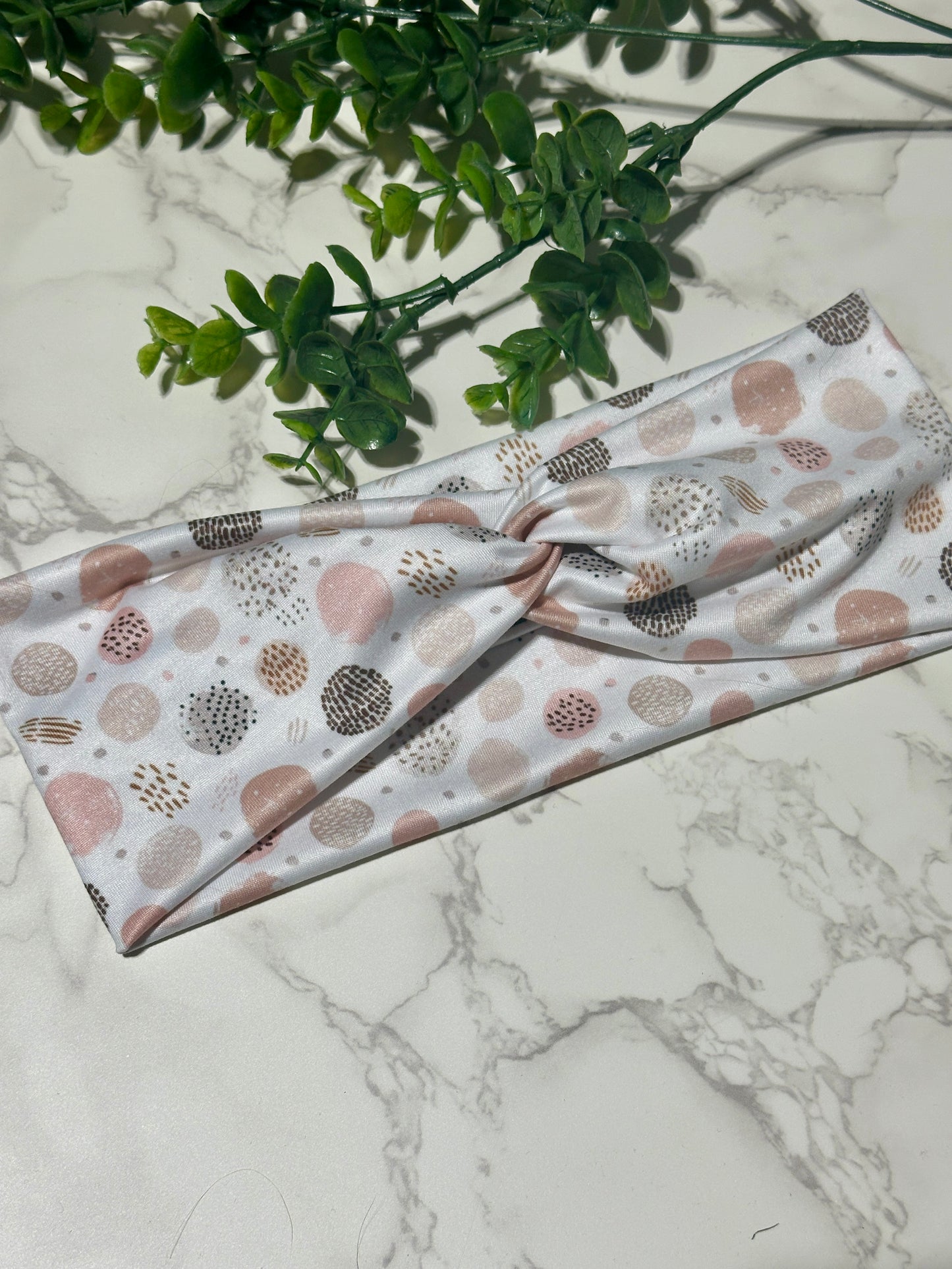 Neutral Peachy Abstract Circles Twist Headband