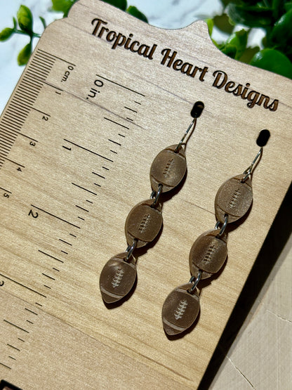 Triple Layer Football Acrylic Earrings
