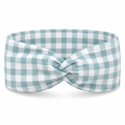 Checkered/Gingham Twist Headband - Ocean