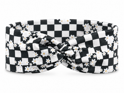 Checkered Daisy Twist Headband