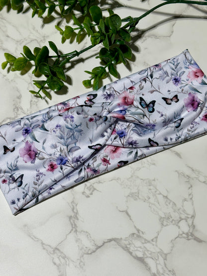 Elegant Butterflies on White Twist Headband