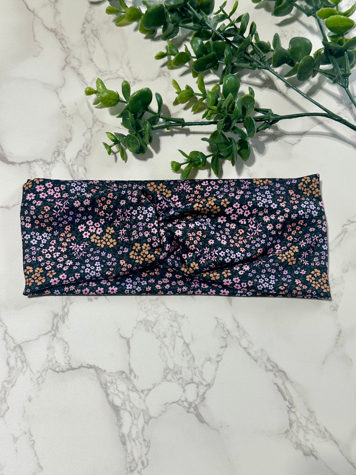 Purple/Orange Flowers Twist Headband