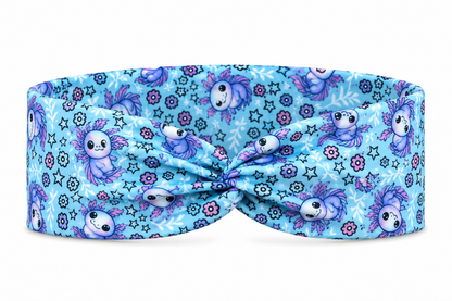 Cute Axolotl on Blue Twist Headband