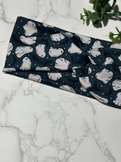 Ghosts on Black Twist Headband